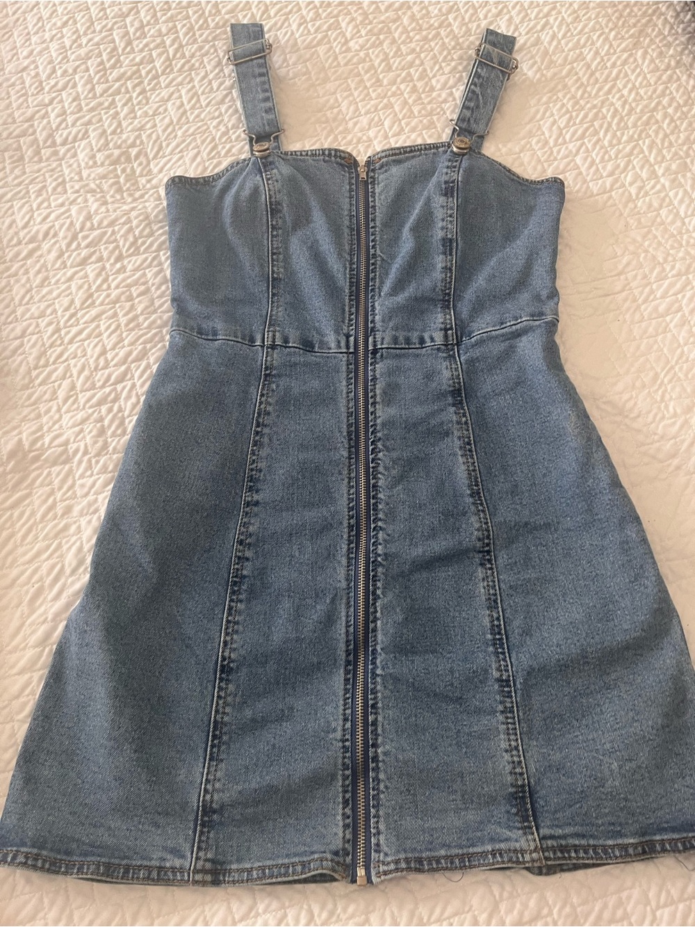 Forever 21 Light Blue Denim Zip Dress